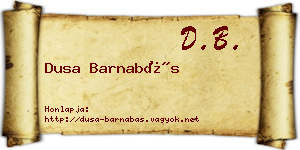 Dusa Barnabás névjegykártya
