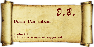 Dusa Barnabás névjegykártya